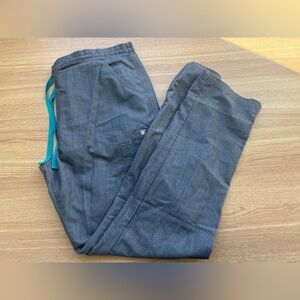 FIGS Women’s Straight Leg Scrub Pants Gray Medium Technical Collection Teal